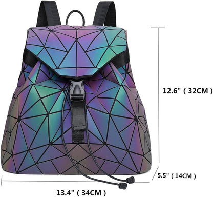 Luminous Geometric Backpacks Women Holographic Reflective Bags Handbags Holographic Reflective Bags Iridescent Backpack (BB180001-02)