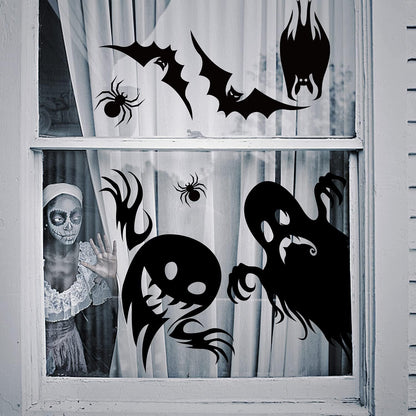 Halloween Window Cling Sticker,Giant Spooky Monster Silhouette Window Decal for Halloween Party Decoration,4 Sheet