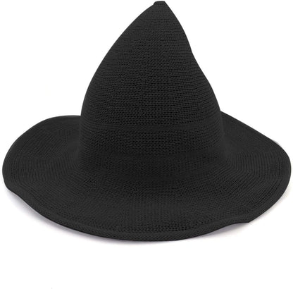 Womens Witch Hat Knitted Wool Cap for Halloween Party Masquerade Cosplay Costume Accessory and Daily, Black